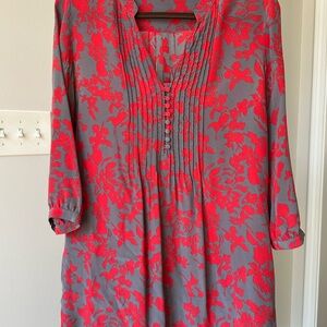 Fossil Floral Dress Tunic, Coral, Gray, Medium